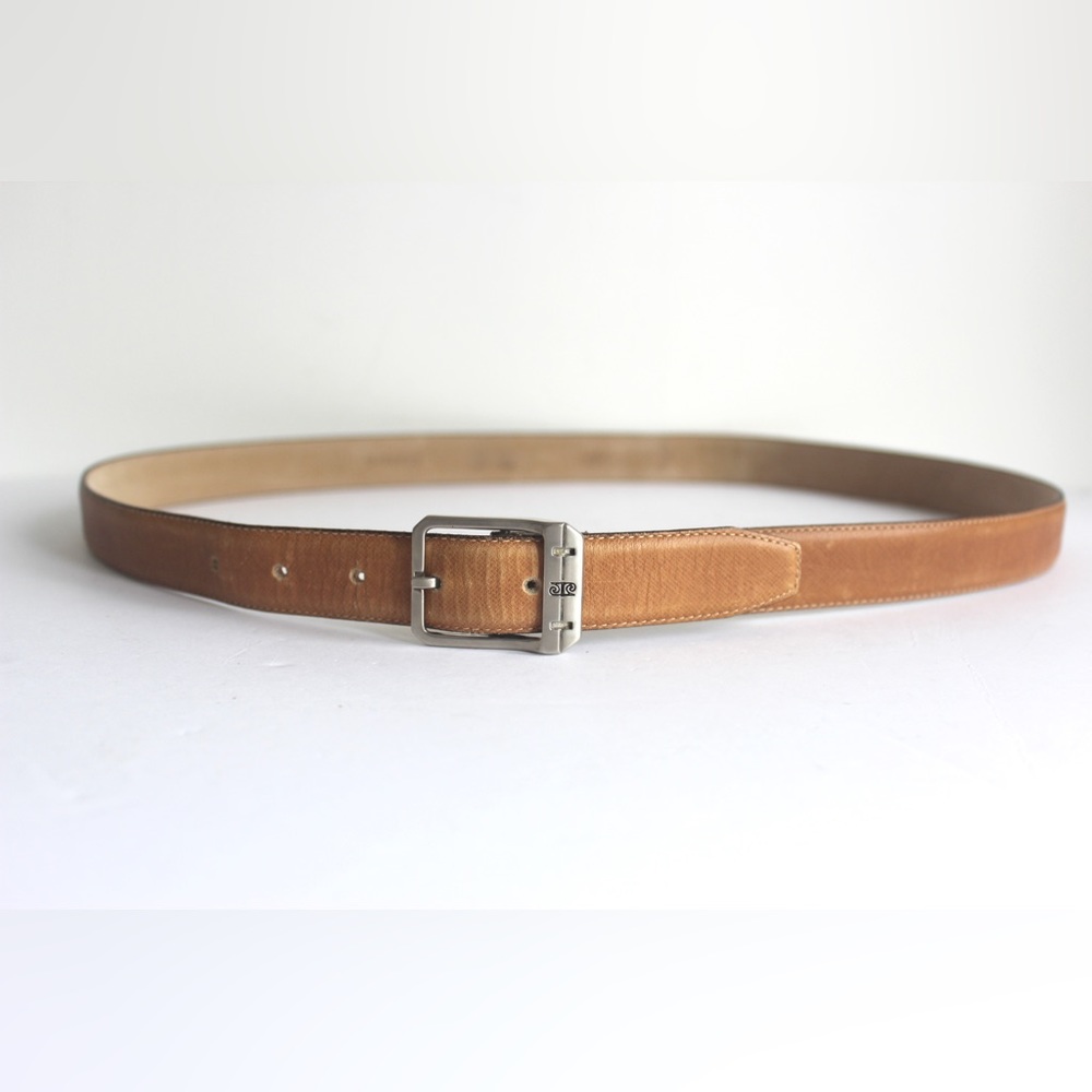 Vintage Pierre Cardin Tan Leather Belt, Size Medium, Plain, Light Brown
